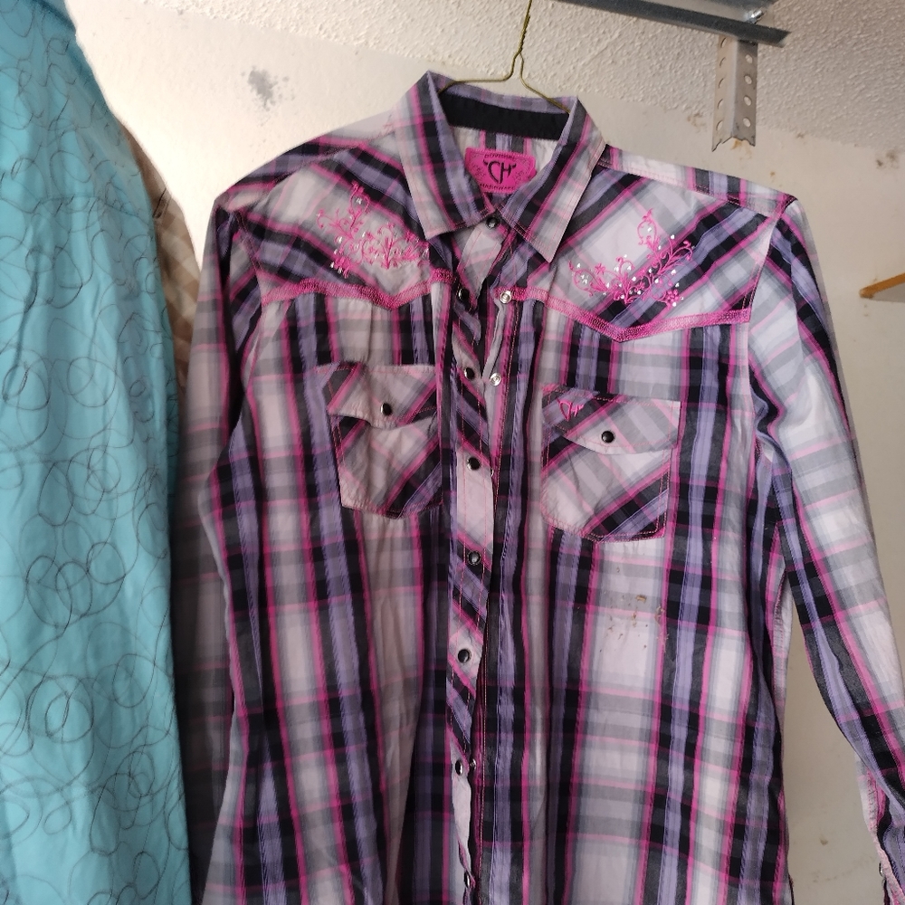 Bundle of women's large pearl snap western shirts
